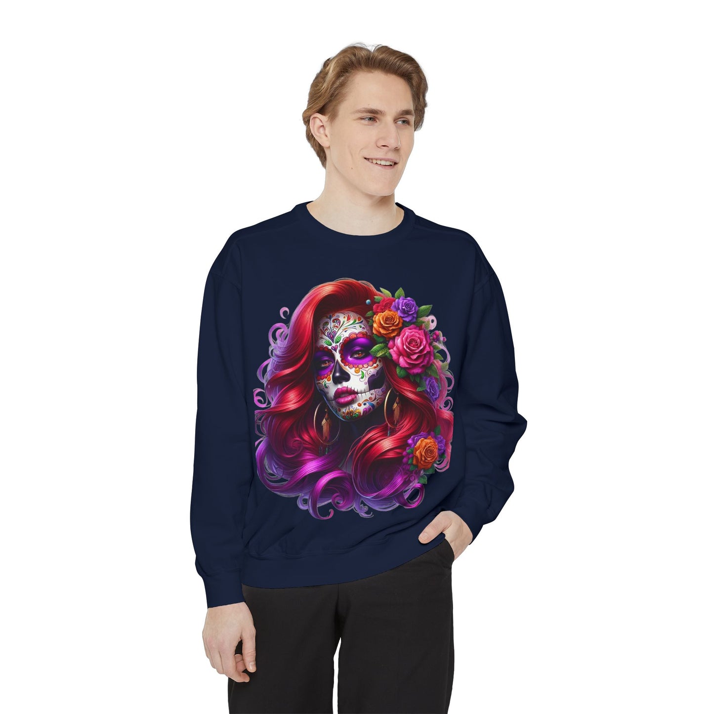 Sugar Skull Lady Thinking Sweatshirt