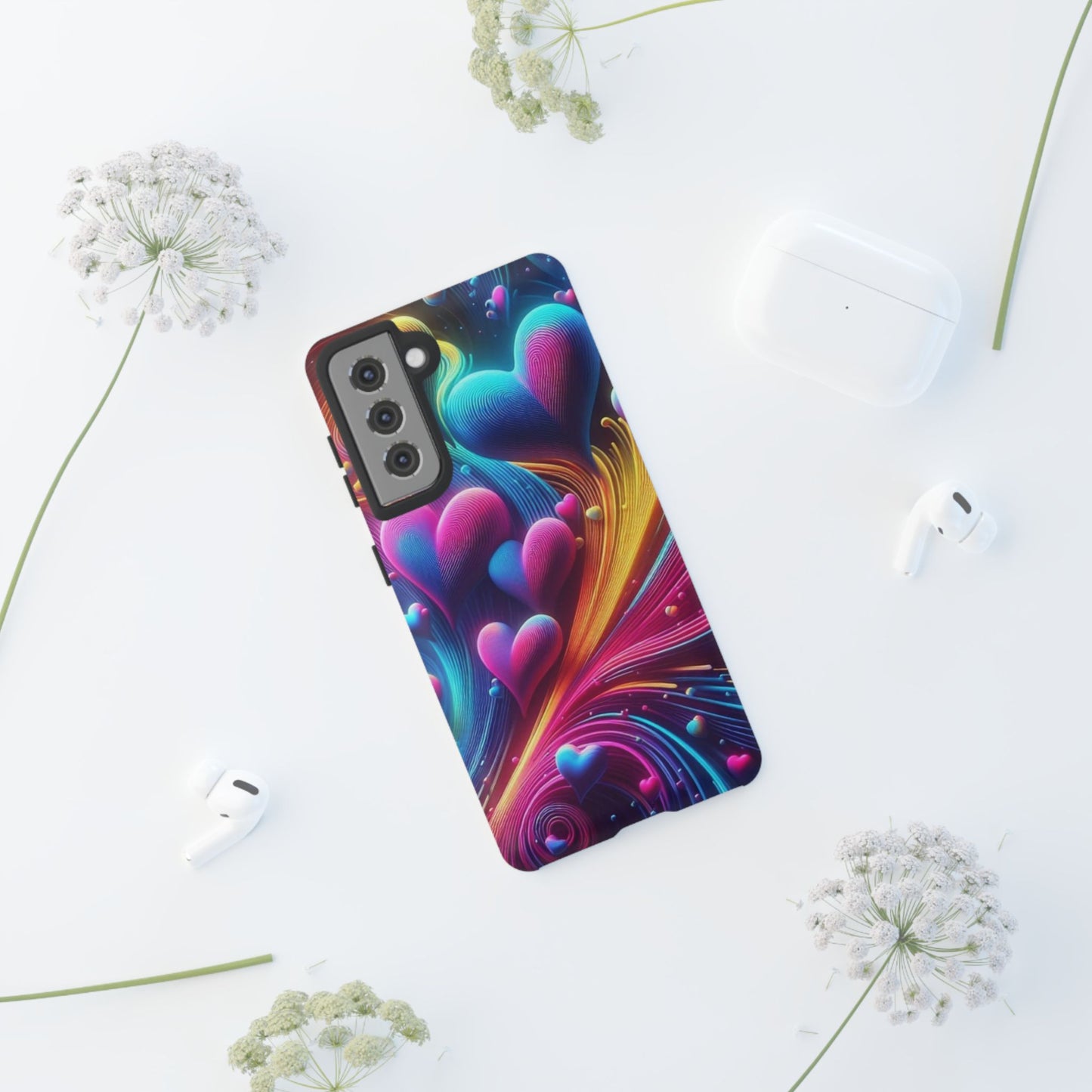Phone Case - Floating Neon Hearts