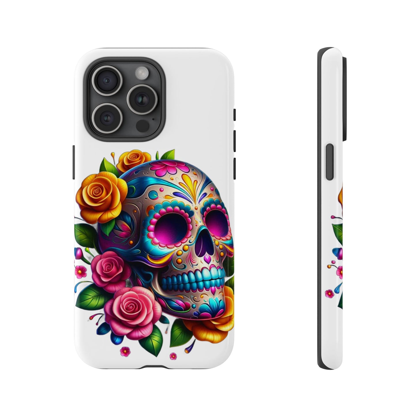 Phone Cases - Sugar Skull with Flowers Design