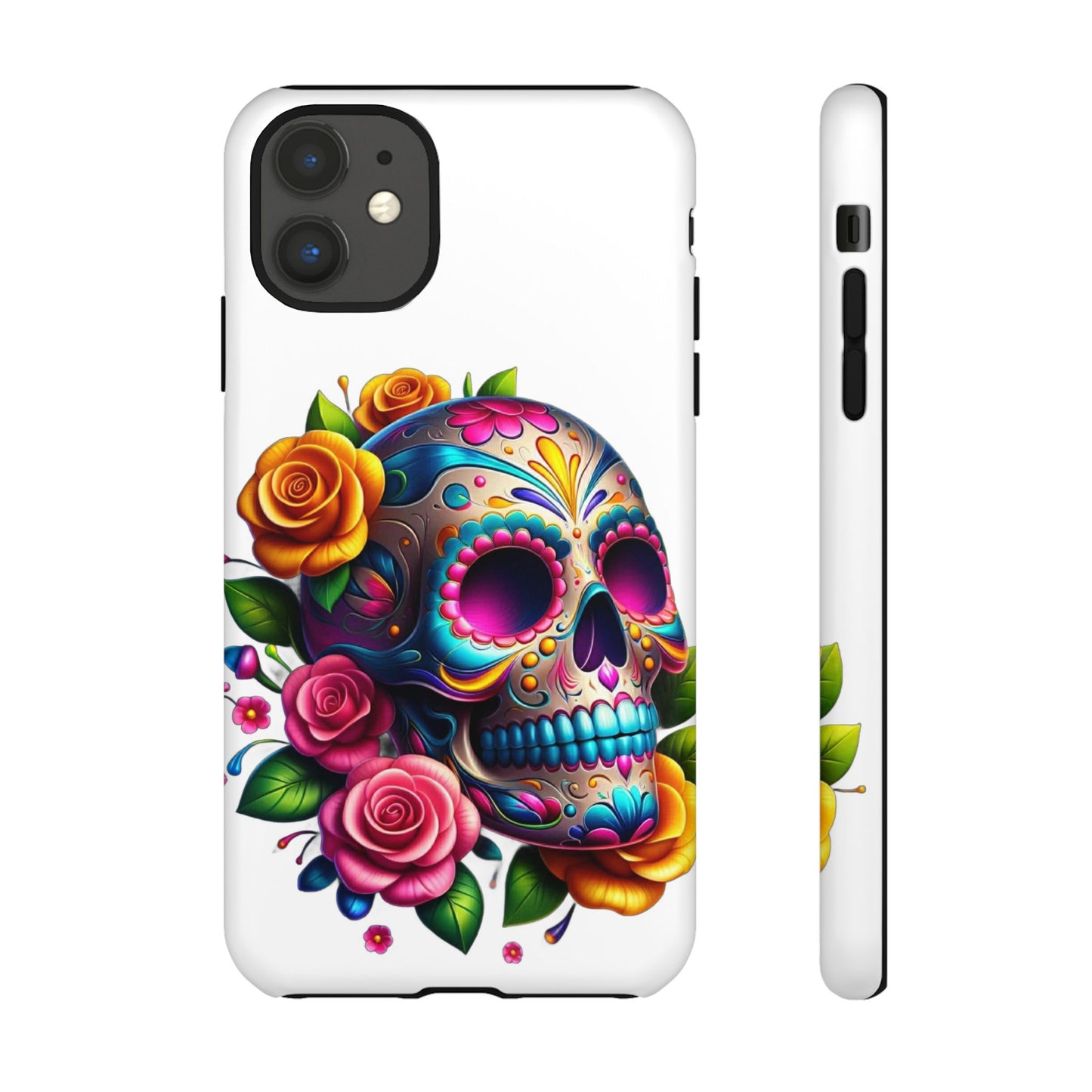 Phone Cases - Sugar Skull with Flowers Design