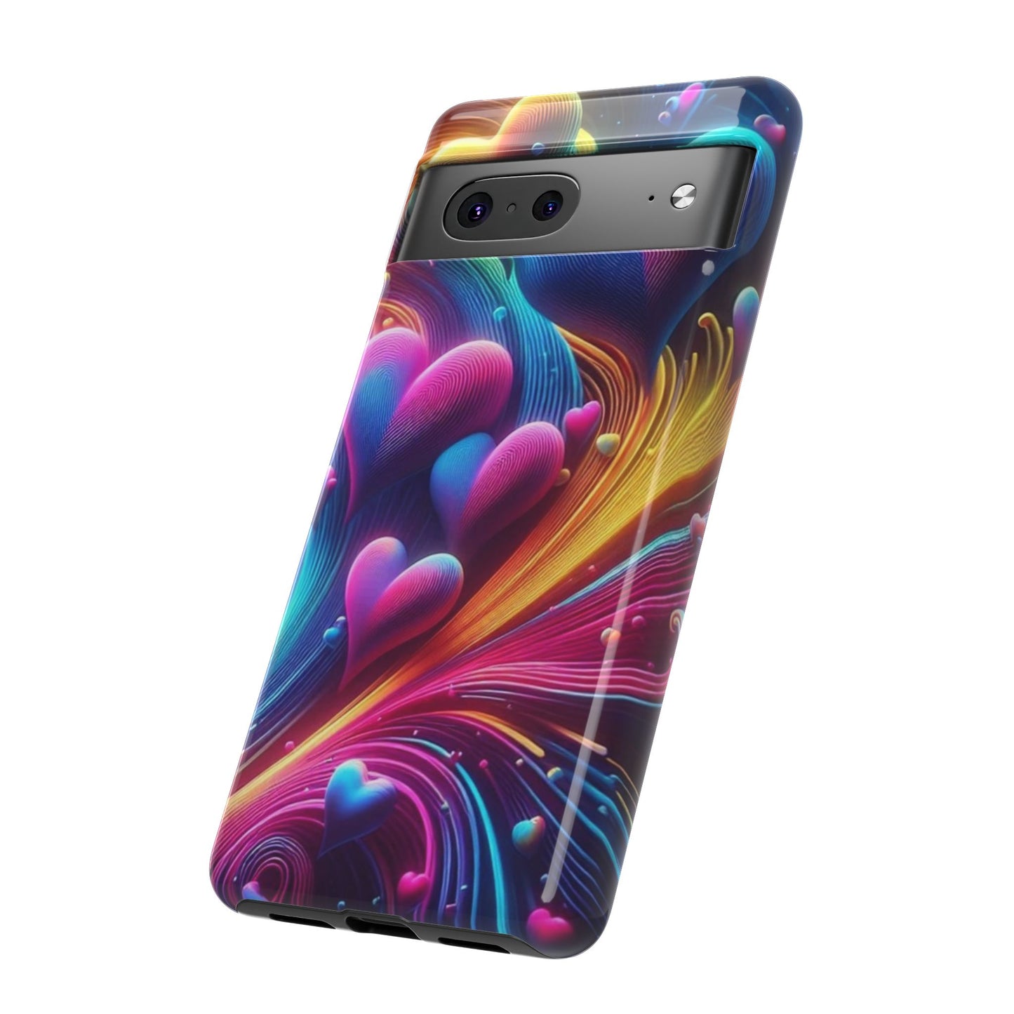 Phone Case - Floating Neon Hearts