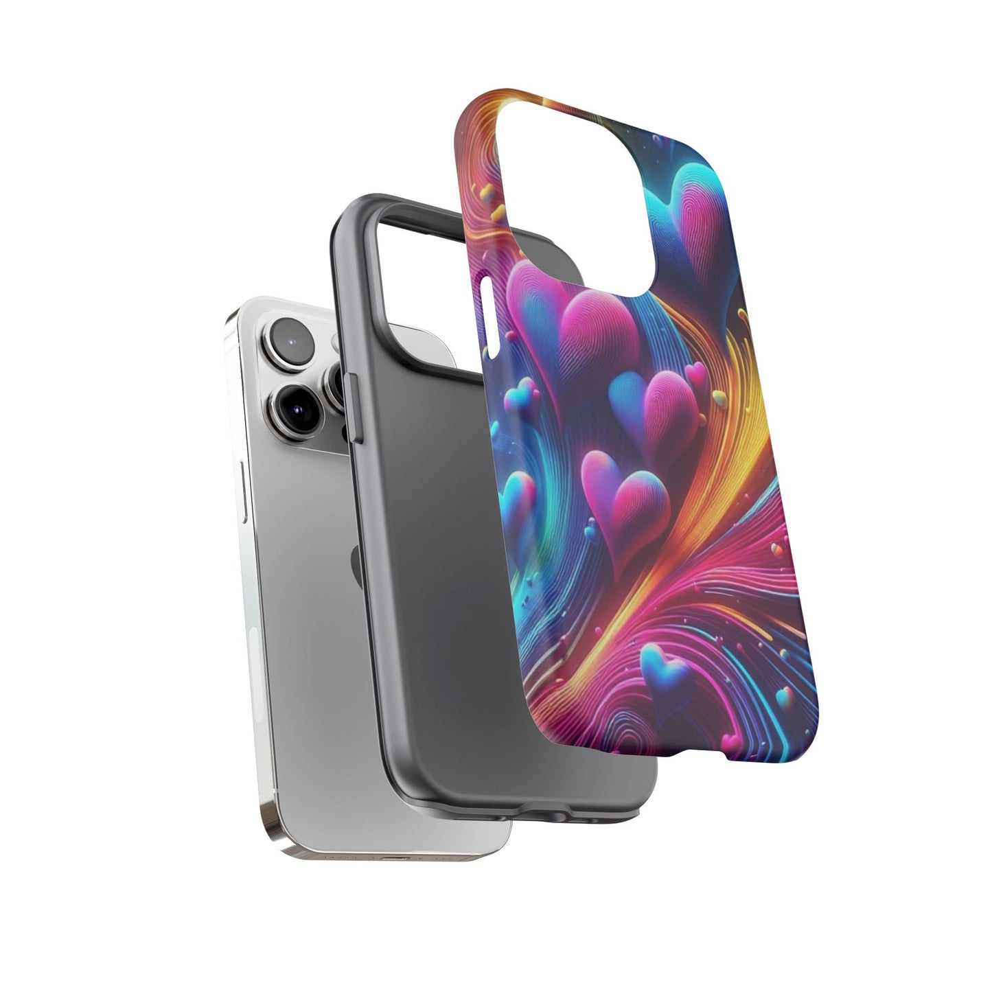 Phone Case - Floating Neon Hearts