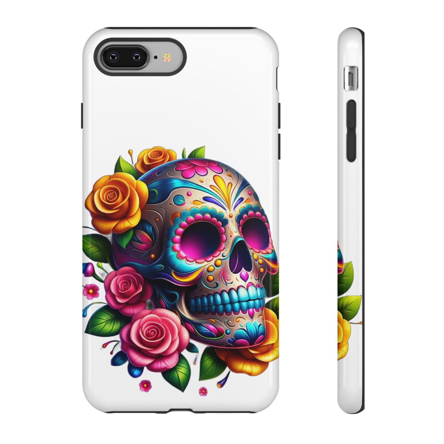 Phone Cases - Sugar Skull with Flowers Design