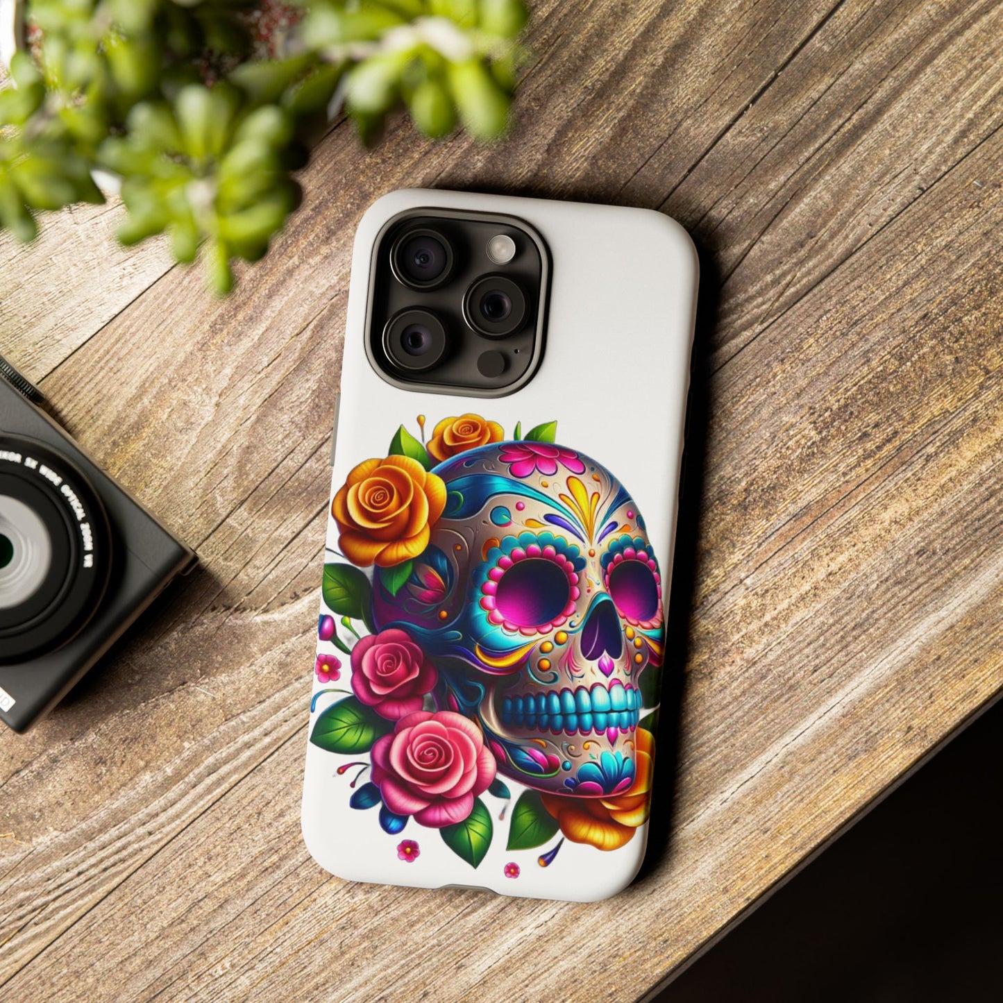 Phone Cases - Sugar Skull with Flowers Design