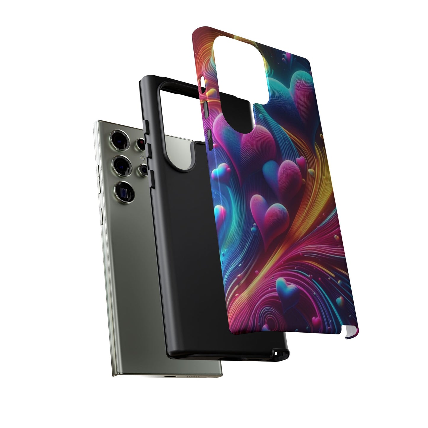 Phone Case - Floating Neon Hearts