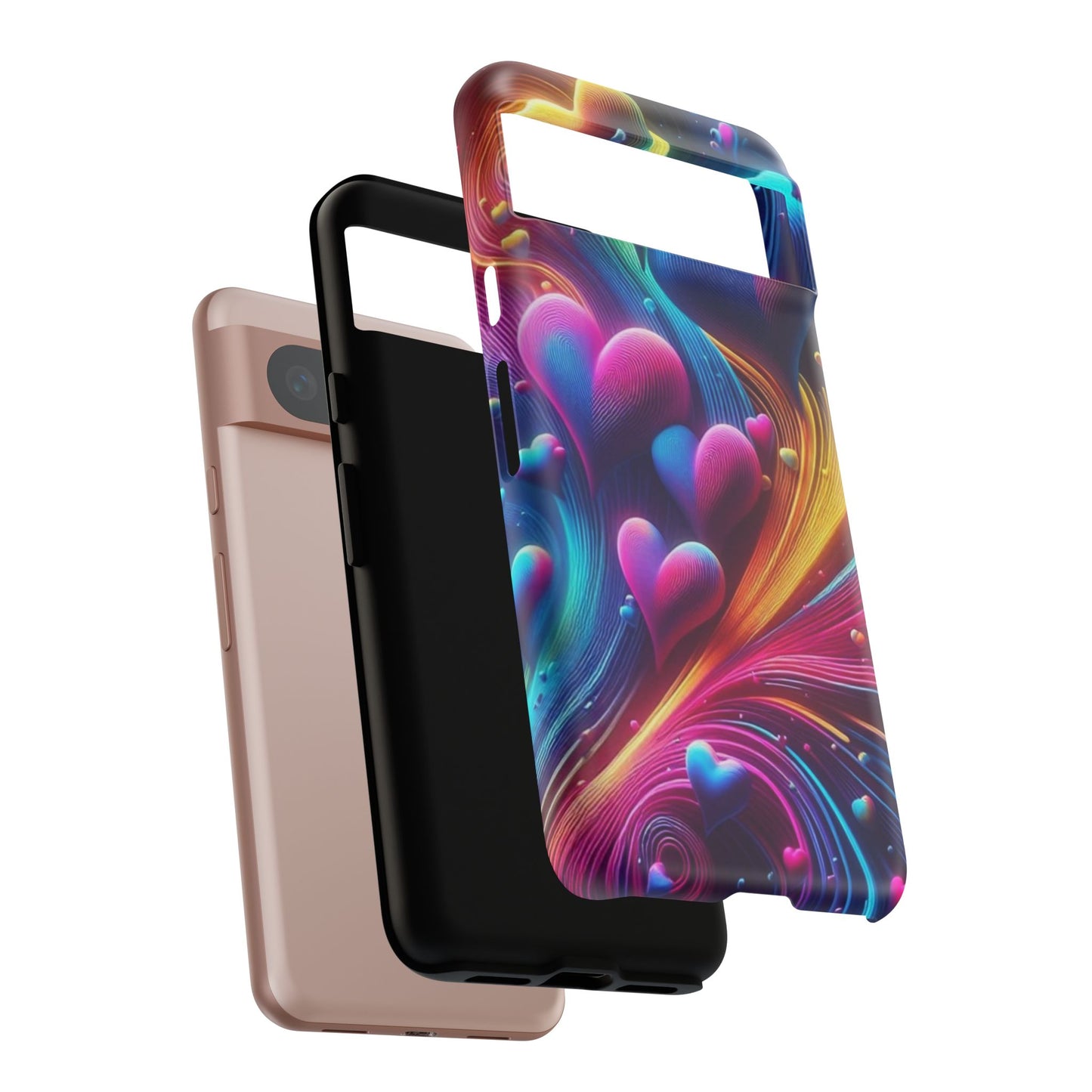 Phone Case - Floating Neon Hearts