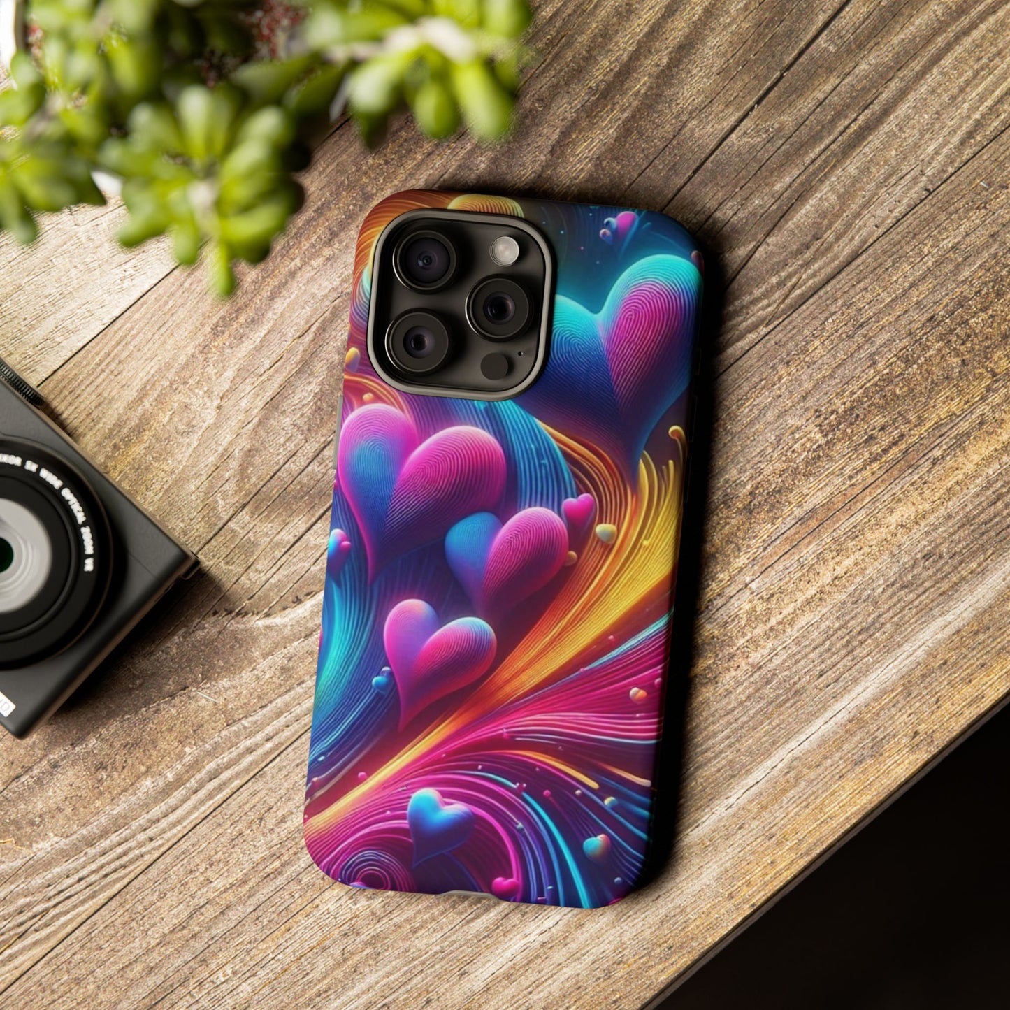 Phone Case - Floating Neon Hearts