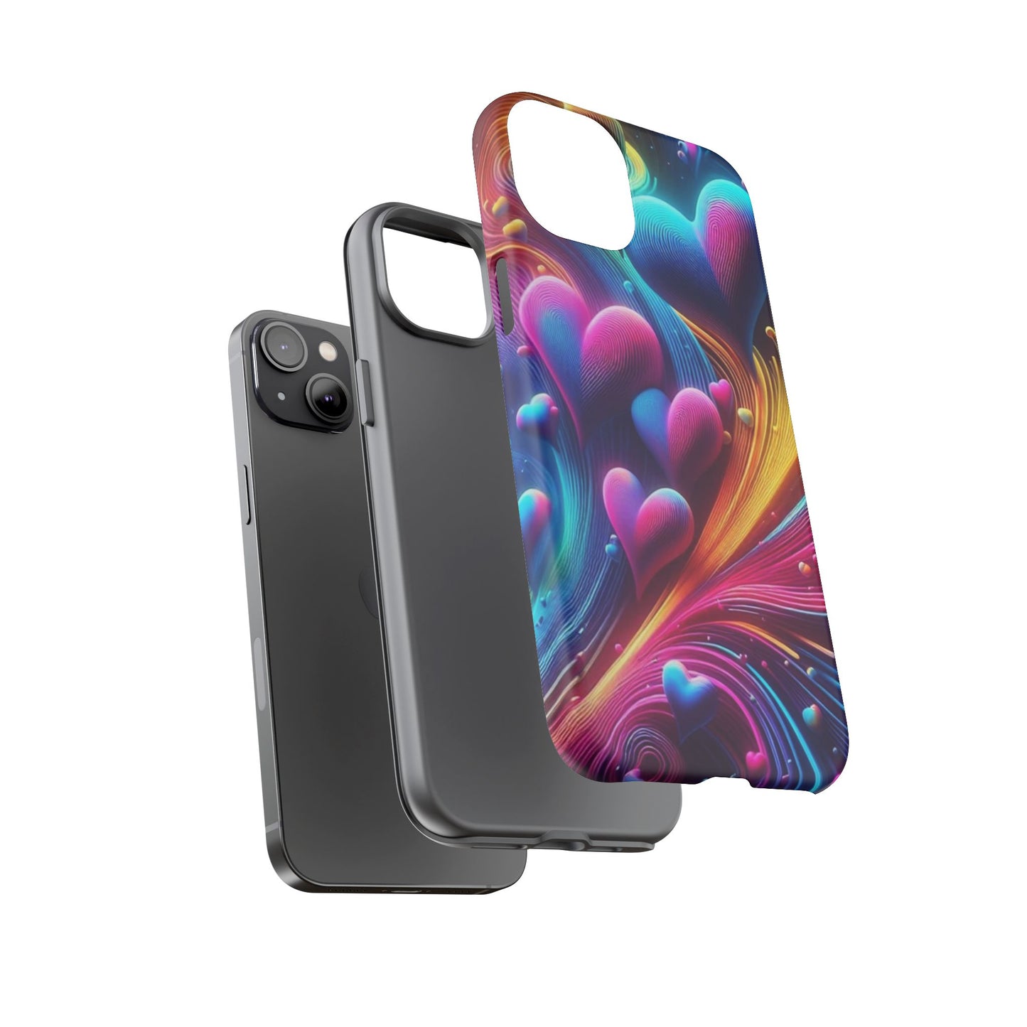 Phone Case - Floating Neon Hearts