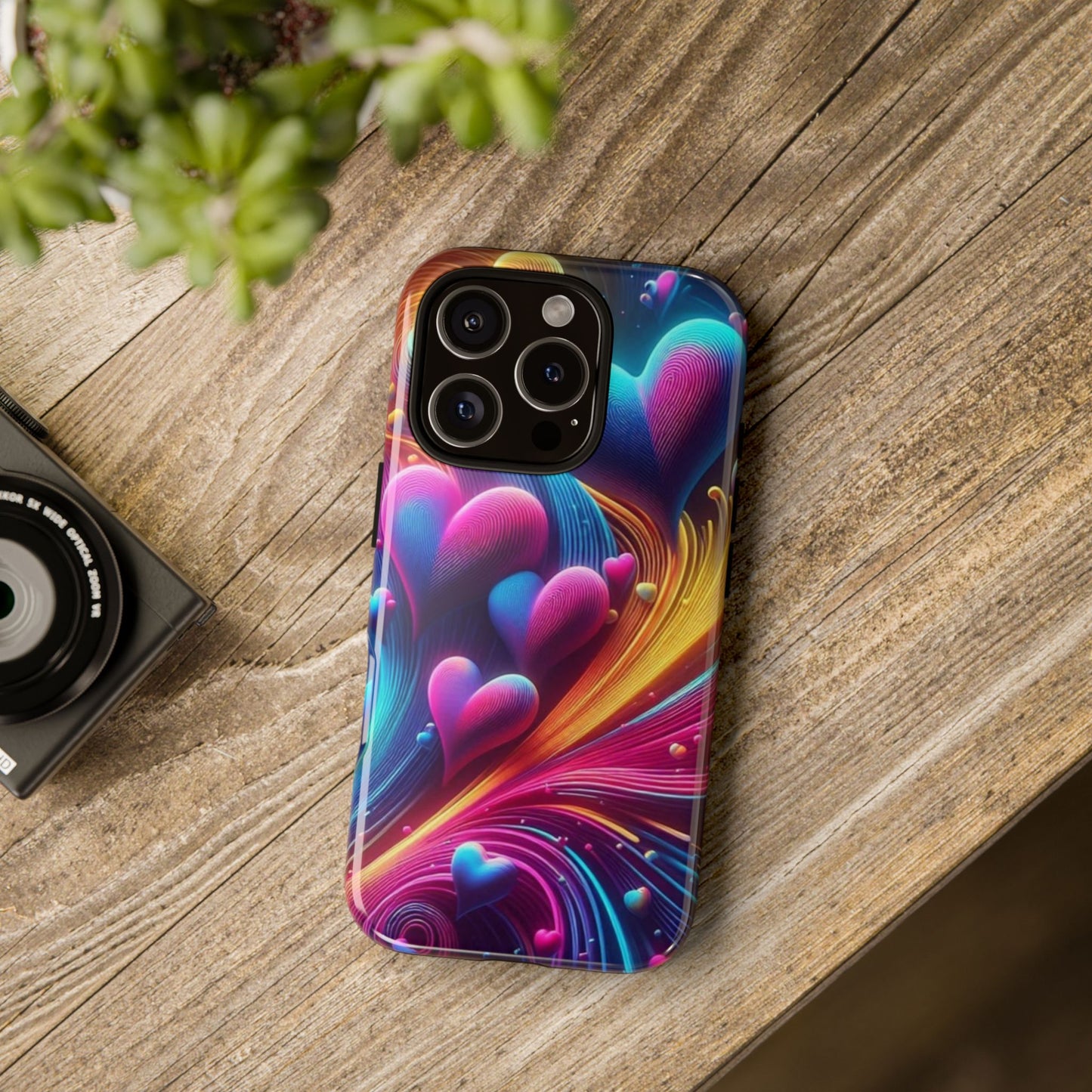 Phone Case - Floating Neon Hearts