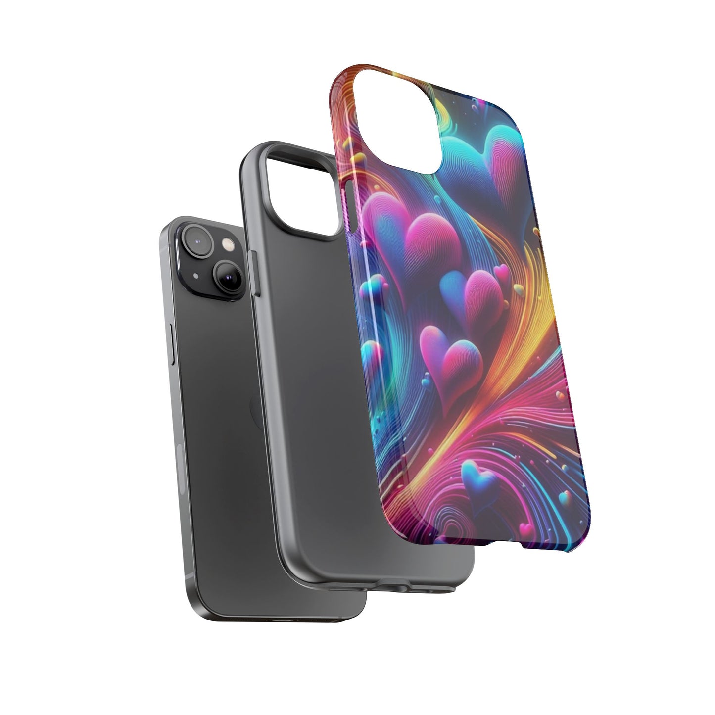 Phone Case - Floating Neon Hearts