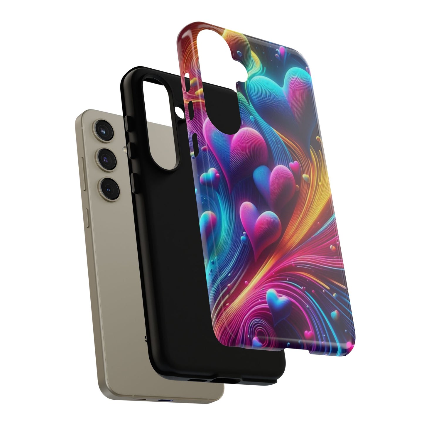 Phone Case - Floating Neon Hearts