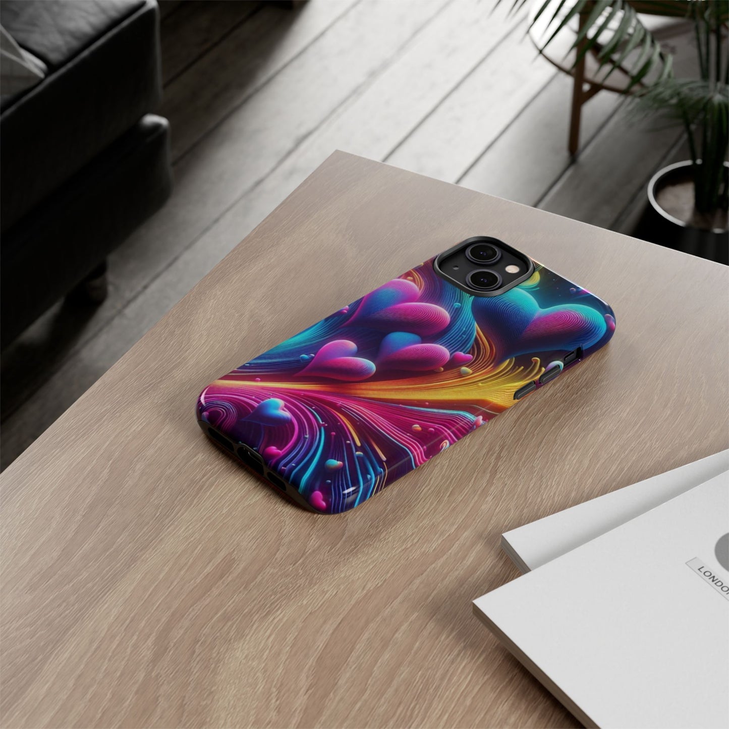 Phone Case - Floating Neon Hearts