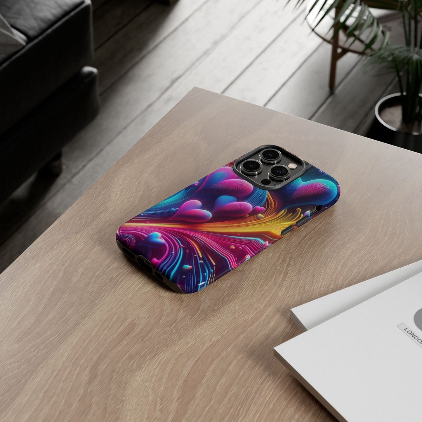 Phone Case - Floating Neon Hearts