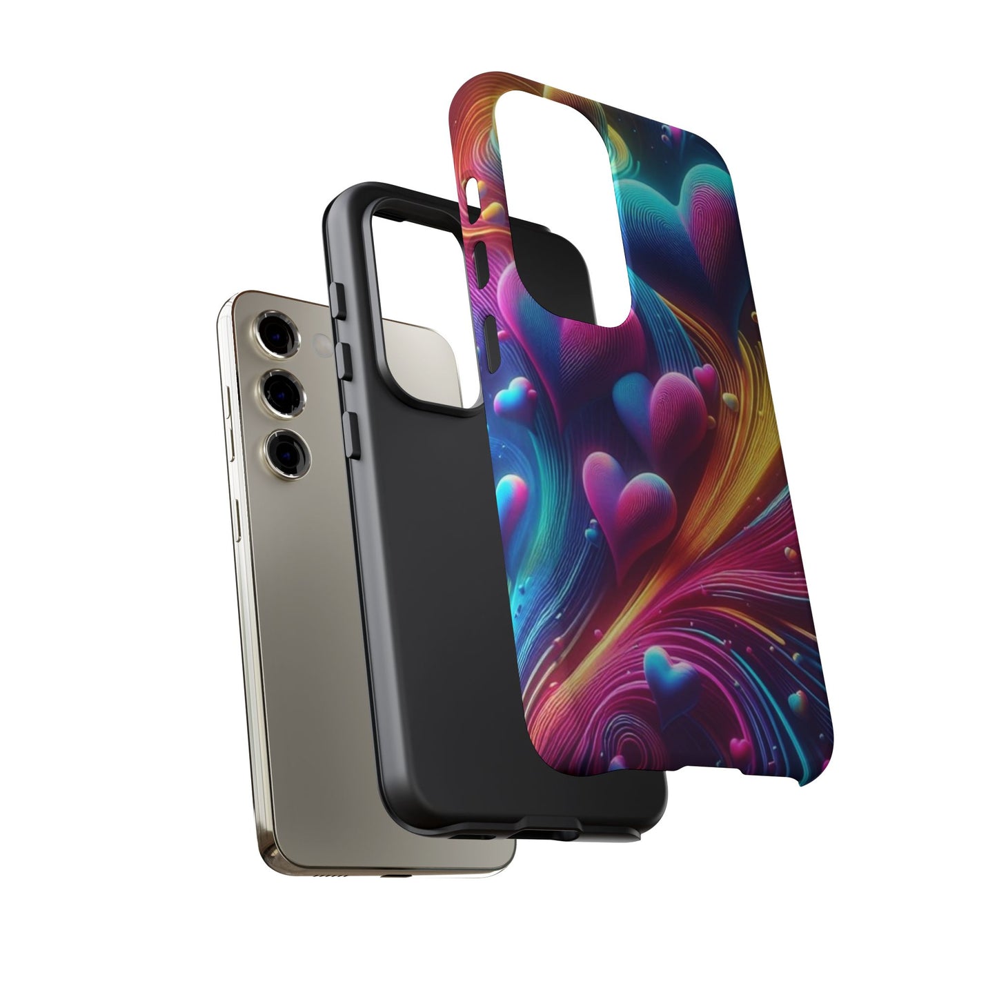 Phone Case - Floating Neon Hearts