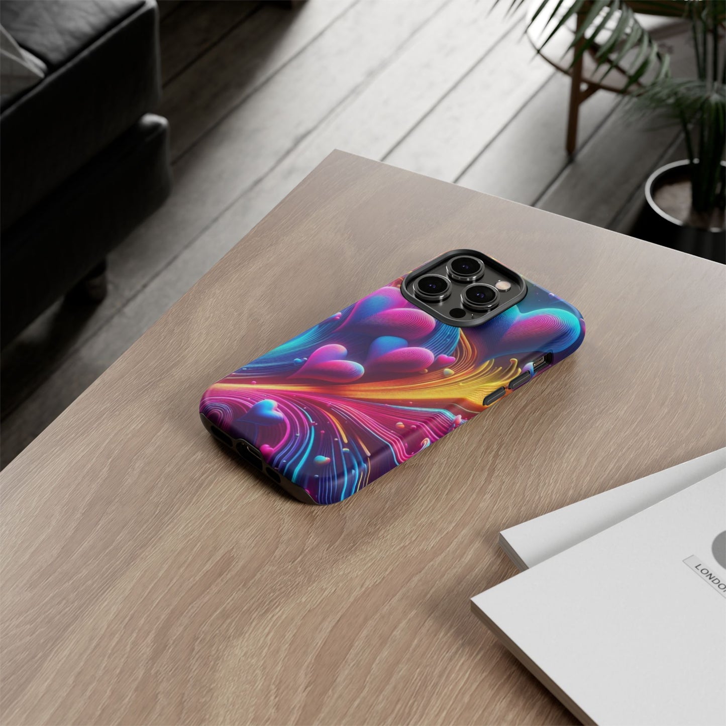 Phone Case - Floating Neon Hearts