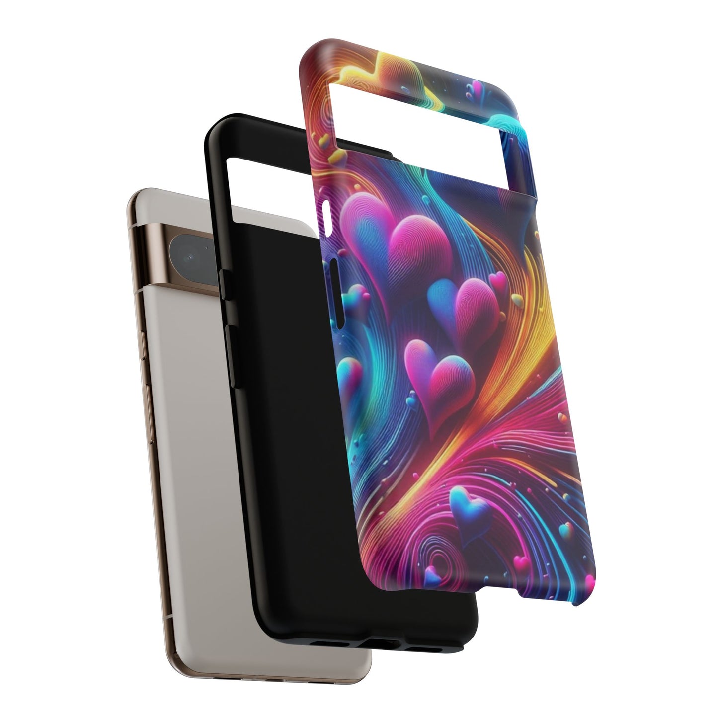 Phone Case - Floating Neon Hearts