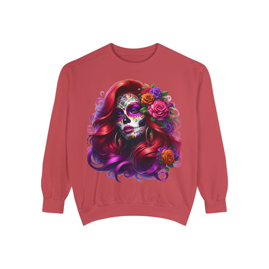 Sugar Skull Lady Thinking Sweatshirt